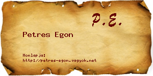 Petres Egon névjegykártya